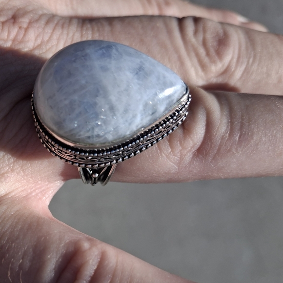 New Rainbow Moonstone 925 Silver Ring. - Picture 5 of 12